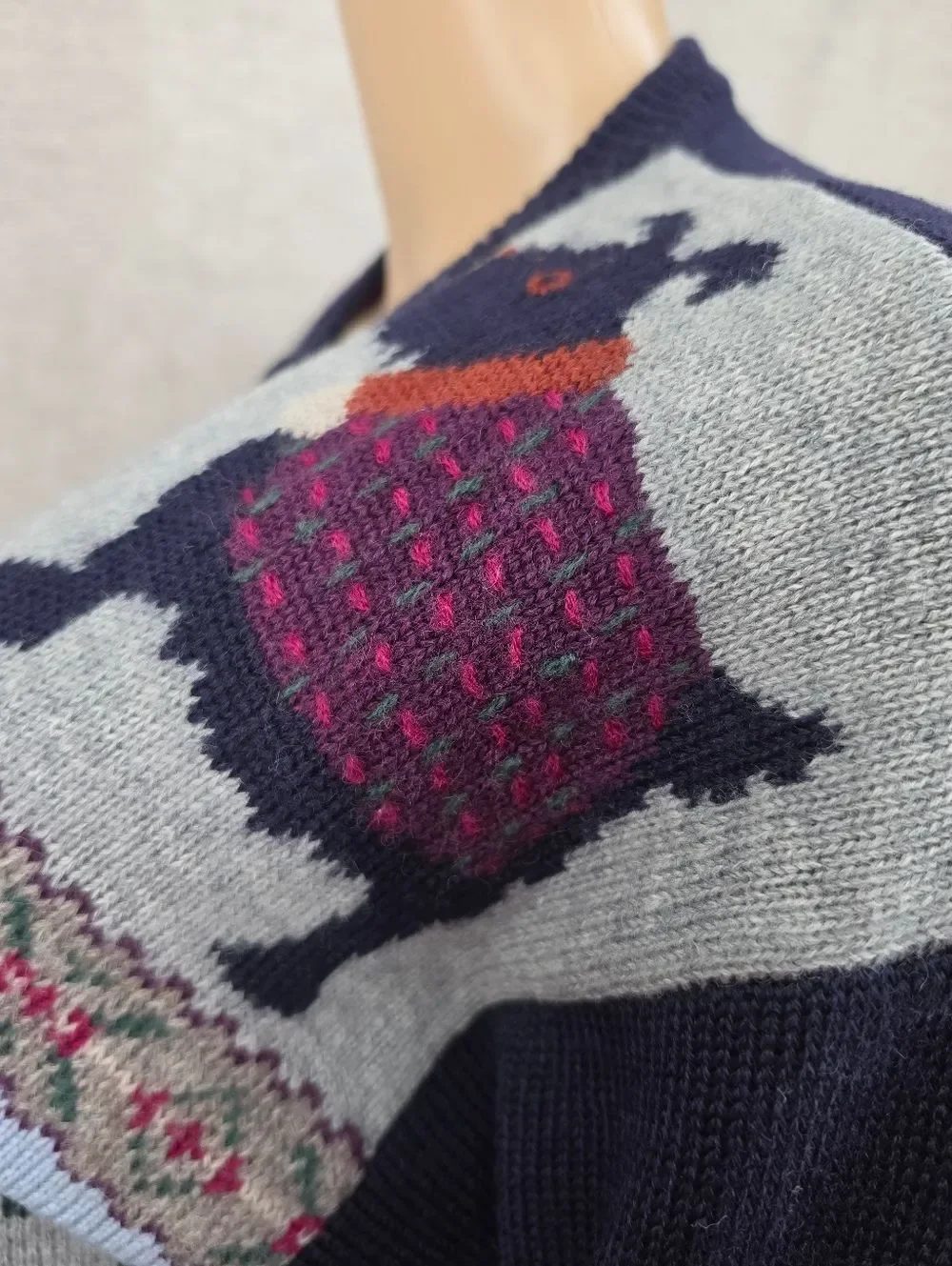 Tulchan Wool Navy Sweater Cardigan Argyle Plaid Scottie Dog Castle Dark Academia